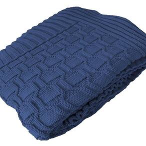 Manta Peseira de Tricot 90x180 Cm - Diamond Azul Jeans