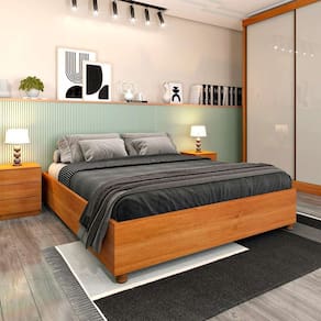 base para cama box casal mônaco com 2 mesas de cabeceira veronna 3 gv cinamomo