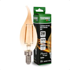 Lâmpada Led Filamento Vela Bico Torcido B35 Âmbar E14 Taschibra 110V