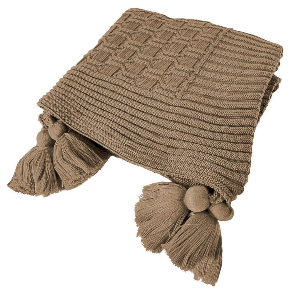 Manta Peseira de Tricot 90x180 Cm com Tassel -diamond Castor