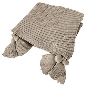 Manta Peseira de Tricot 90x180 Cm com Tassel -diamond Natural