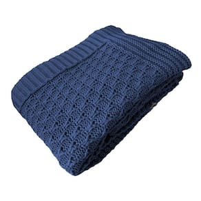 Manta Peseira de Tricot 90x180 Cm - Colméia Azul Jeans