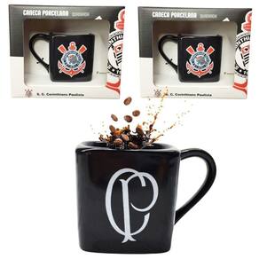 Kit 3Un Caneca Porcelana Xícara Quadrada 220Ml Café Preto