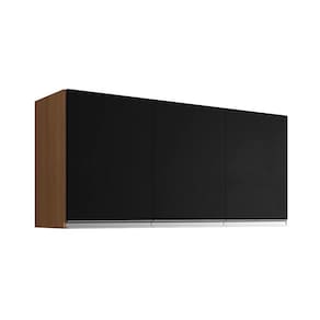 Armário de Cozinha Aéreo Andréia 120cm Amêndoa/Preto - AJL Móveis