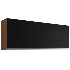 Armário Aéreo 4 Portas Andréia 150cm Amêndoa/Preto - AJL Móveis