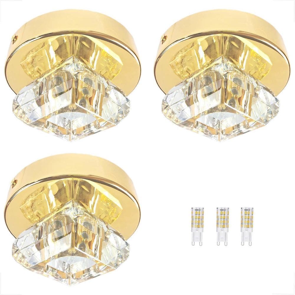 Kit 3 Spot Cristal Sobrepor Redondo Sala Quarto Bet46 + Led