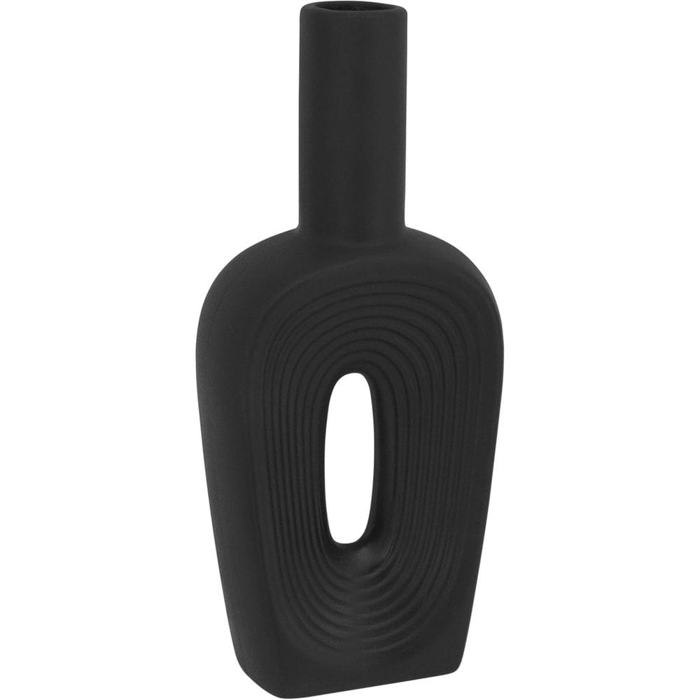 Vaso Decorativo Enfeite Casa Cerâmica 24x10x3cm Preto