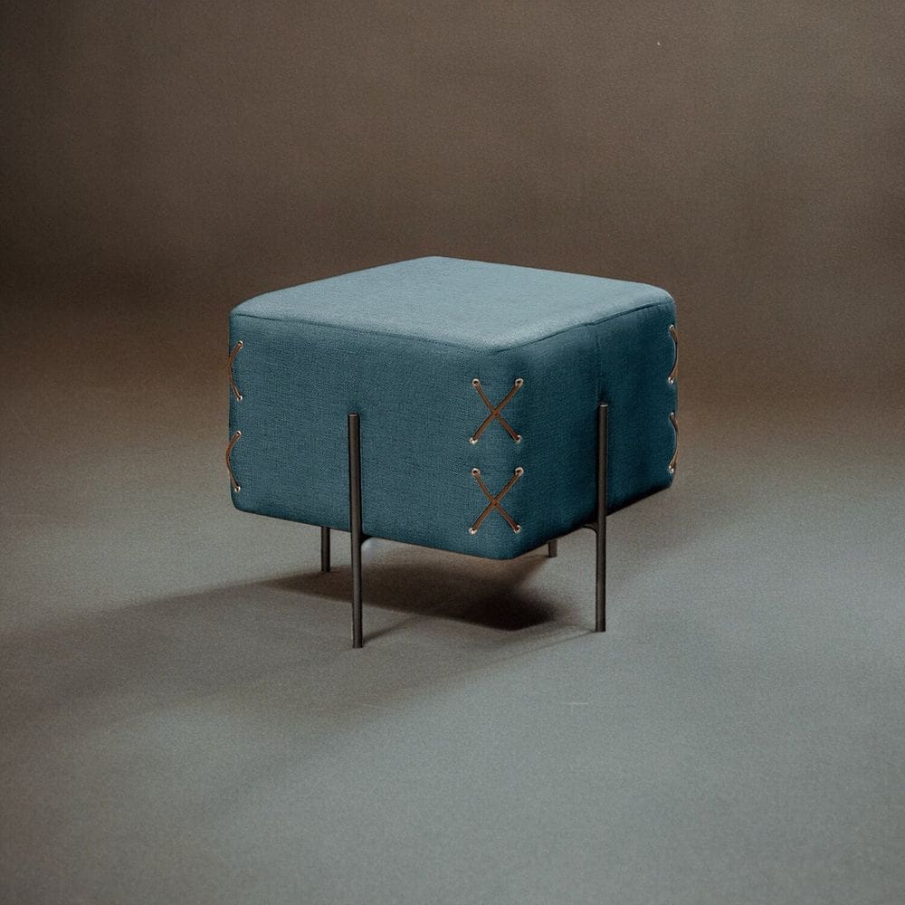 Puff Banqueta 45cm X 45cm Eros Luxo Azul