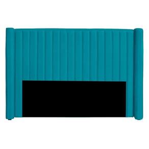 Cabeceira Casal Estofada Para Cama Box Alicia Veludo Cor Azul Claro