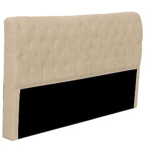 Cabeceira Casal Estofada Para Cama Box Glass Veludo Bege