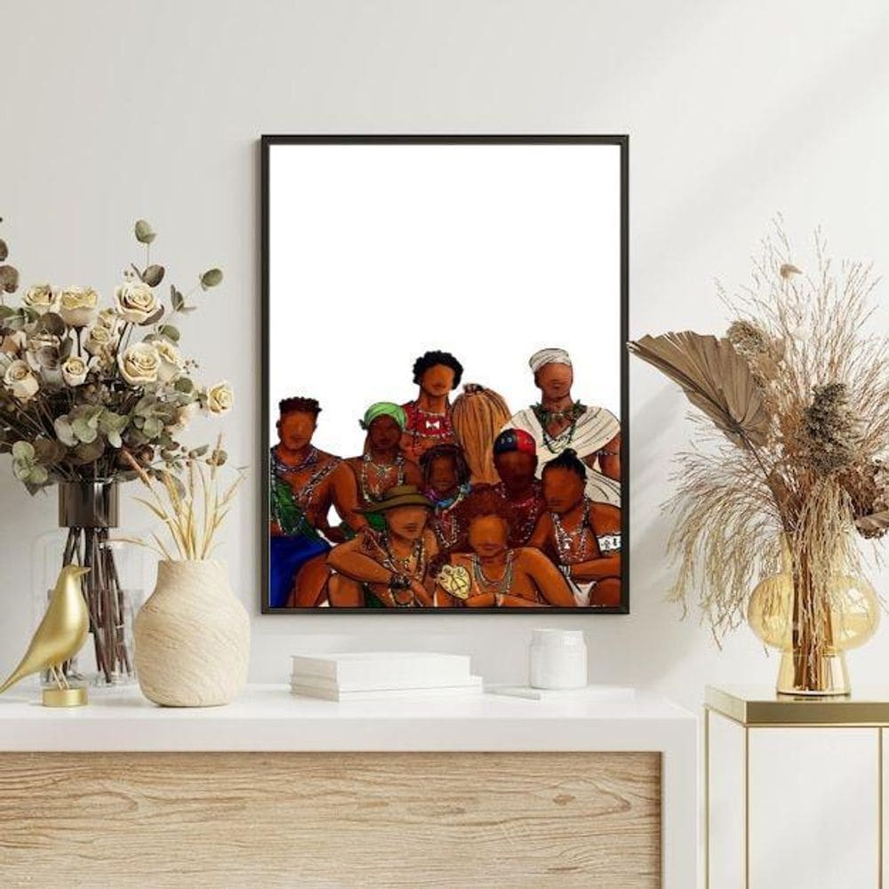 Quadro Decorativo Orixás Reunidos 33X24Cm - Com Vidro