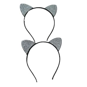Kit 6 Tiaras Arco Brilhosa Gatinha Infantil Festa 11Cm