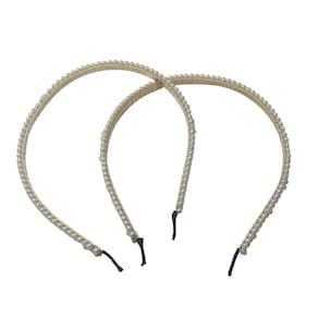 Kit 6 Un Arco Tiara Pérola Acessório Para Penteados 14Cm