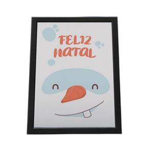Quadro Com Moldura Feliz Natal Boneco De Neve