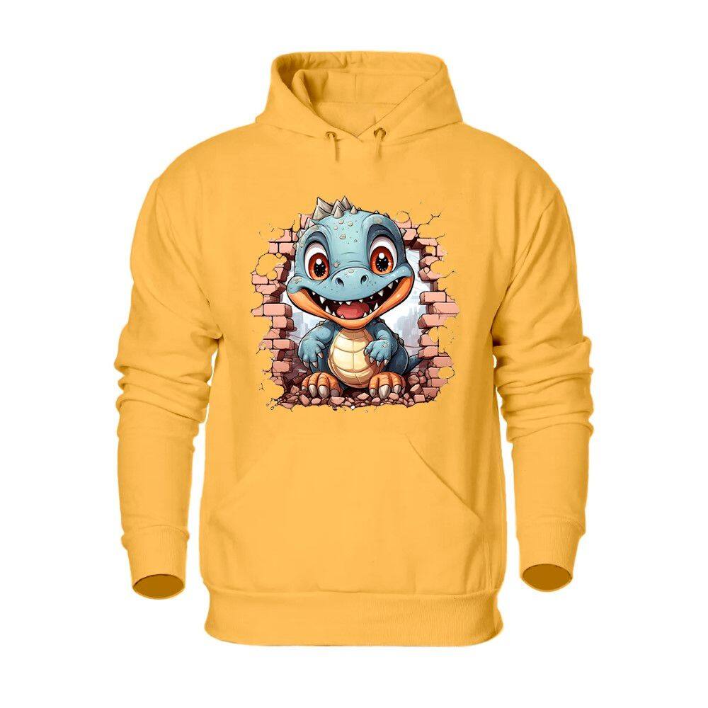 Casaco Moletom Plus Size Flanelado Canguru Com Capuz Masculino Estampa Dinossauro Tamanho Grande