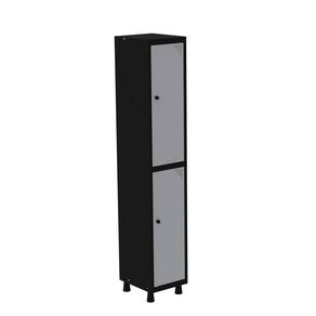 Armário Roupeiro em Aço Mt 1v 2 Portas - Pitão Preto/Cinza