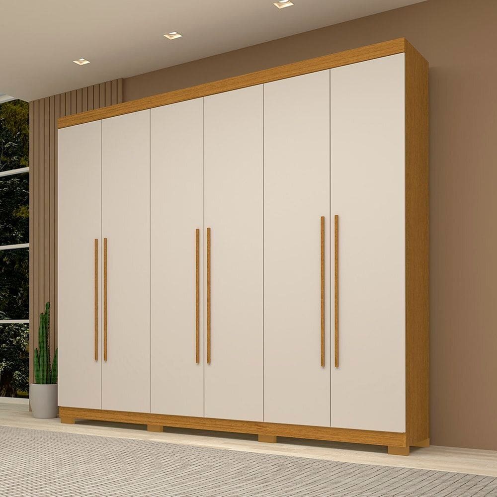 Guarda-roupa Casal 6 Portas 100% Mdf Buganvílea Espresso Móveis Cinamomo/Off White