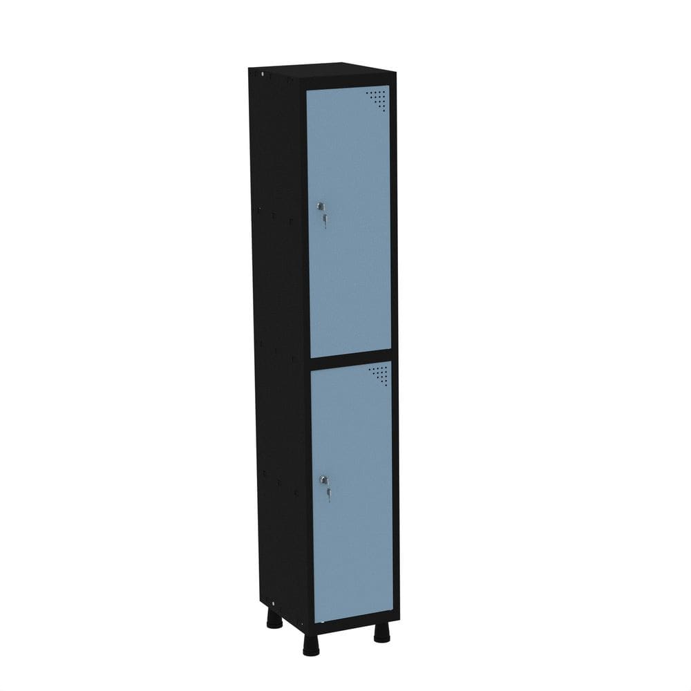 Roupeiro em Aço Mt 1v 2 Portas - Fechadura Preto/Azul Dali