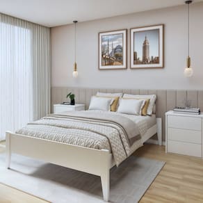 Cama Queen 160cm Turca Slim em Madeira Maciça Branco