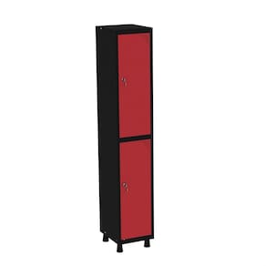 Roupeiro em Aço Mt 1v 2 Portas - Fechadura Preto/Vermelho