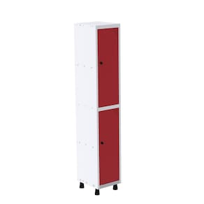 Roupeiro em Aço Mt 1v 2 Portas com Prateleira Interna Pitâo Branco/Vermelho