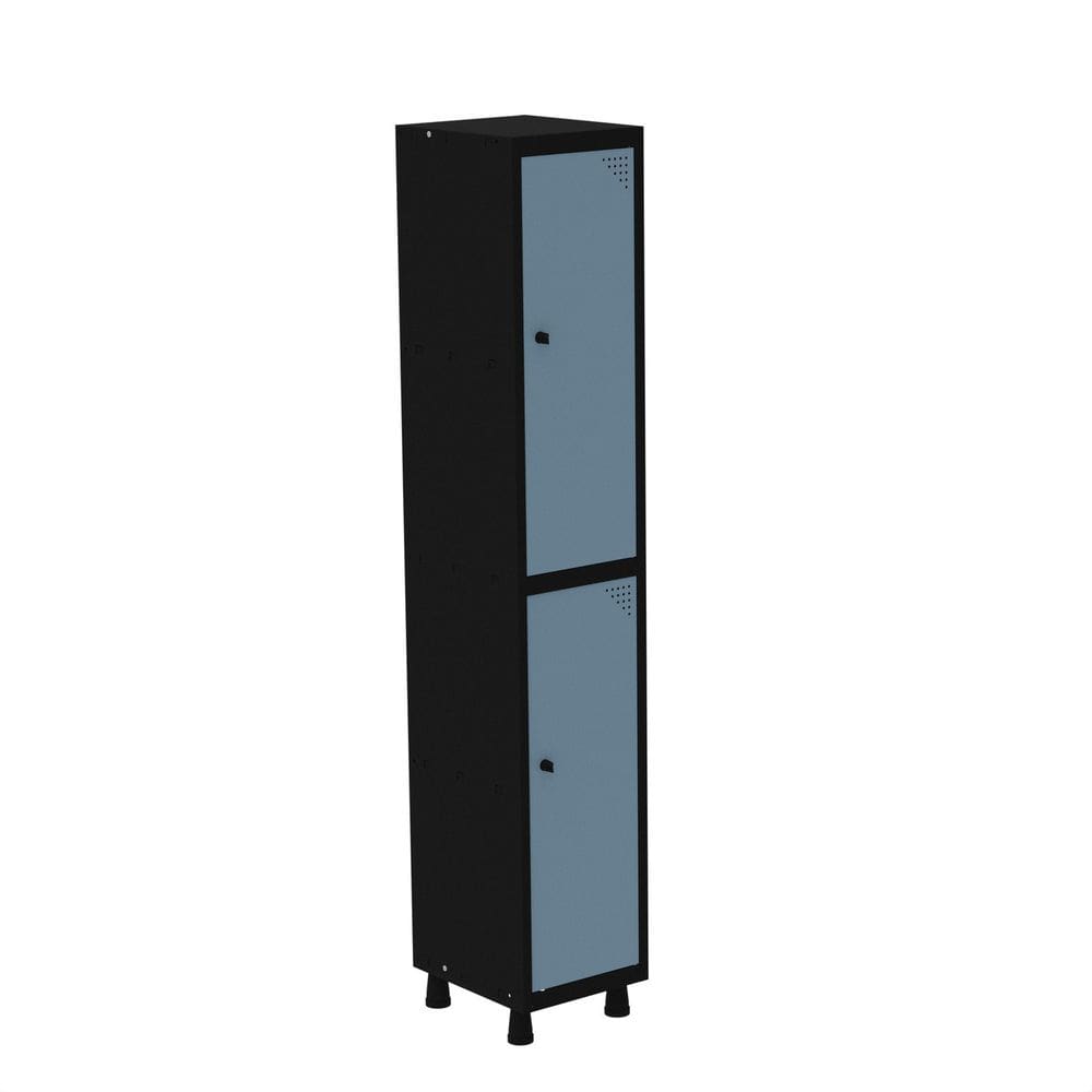 Roupeiro em Aço Mt 1v 2 Portas com Prateleira Interna Pitâo Preto/Azul Dali
