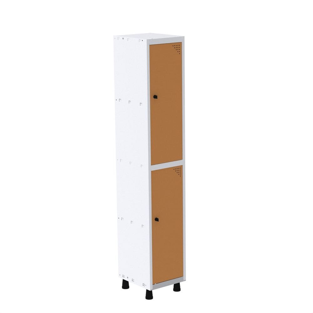 Armário Roupeiro em Aço Mt 1v 2 Portas - Pitão Branco/Laranja Picasso