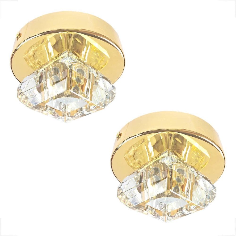 Kit 2 Spot Cristal Redondo Sobrepor Plafon Banheiro G9 Bet46