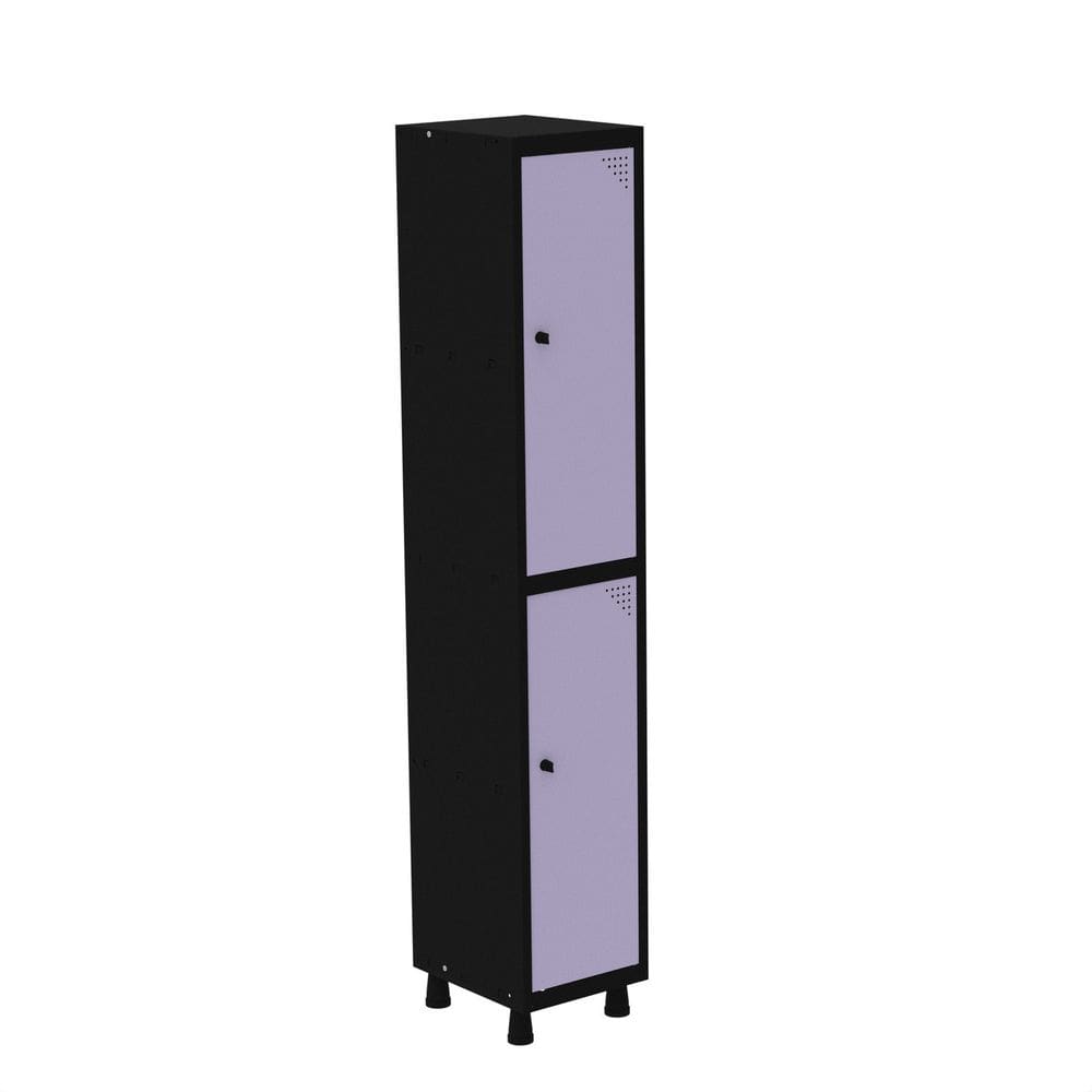 Roupeiro em Aço Mt 1v 2 Portas com Prateleira Interna Pitâo Preto/Lilás
