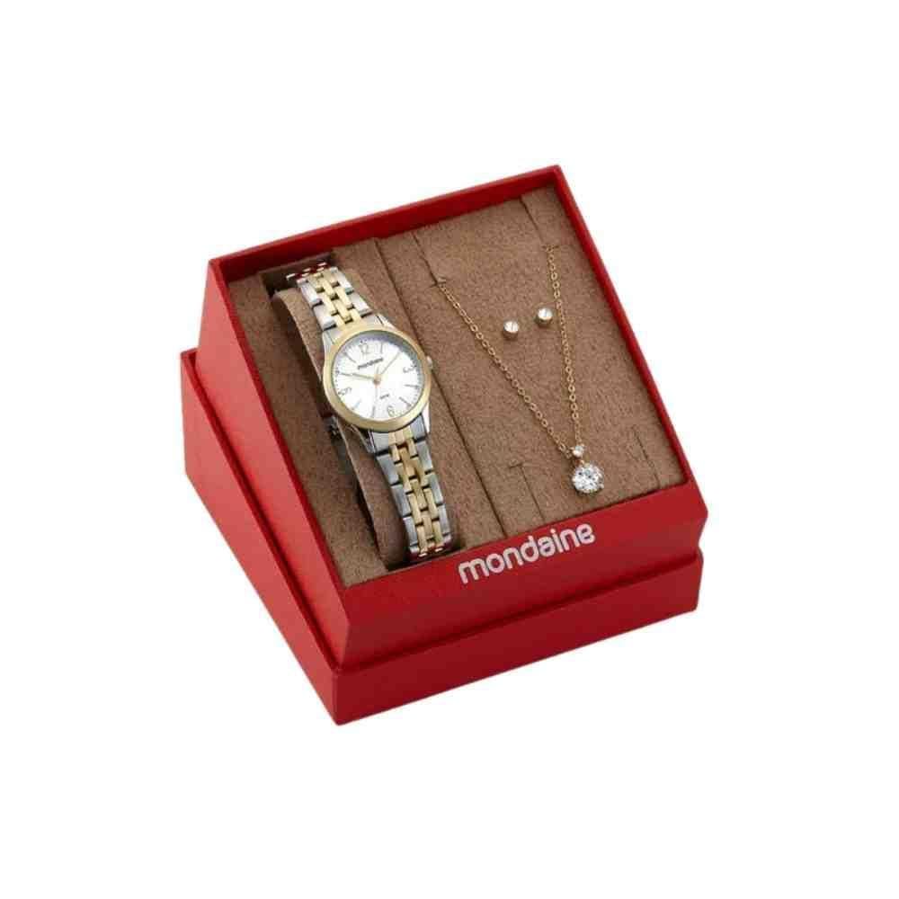 Kit Relógio Mondaine Prata Dourado Feminino 32720Lpmkbe3K1