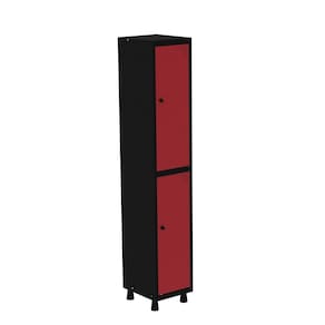 Roupeiro em Aço Mt 1v 2 Portas com Prateleira Interna Pitâo Preto/Vermelho