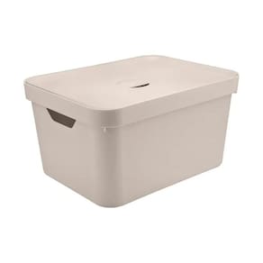 Caixa Organizadora Cube G Com Tampa 32L Bege- Ou