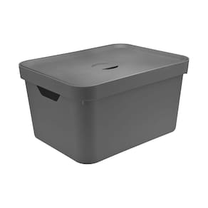 Caixa Organizadora Cube G Com Tampa 32L Chumbo - Ou