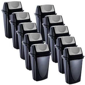 Lixeira basculante 7,2 litros preto com 10 unidades Plasutil ref.3485