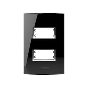 Placa 4X2 com Suporte Para 2 Módulos Distanciados Inova Pro Class Alumbra Black Piano
