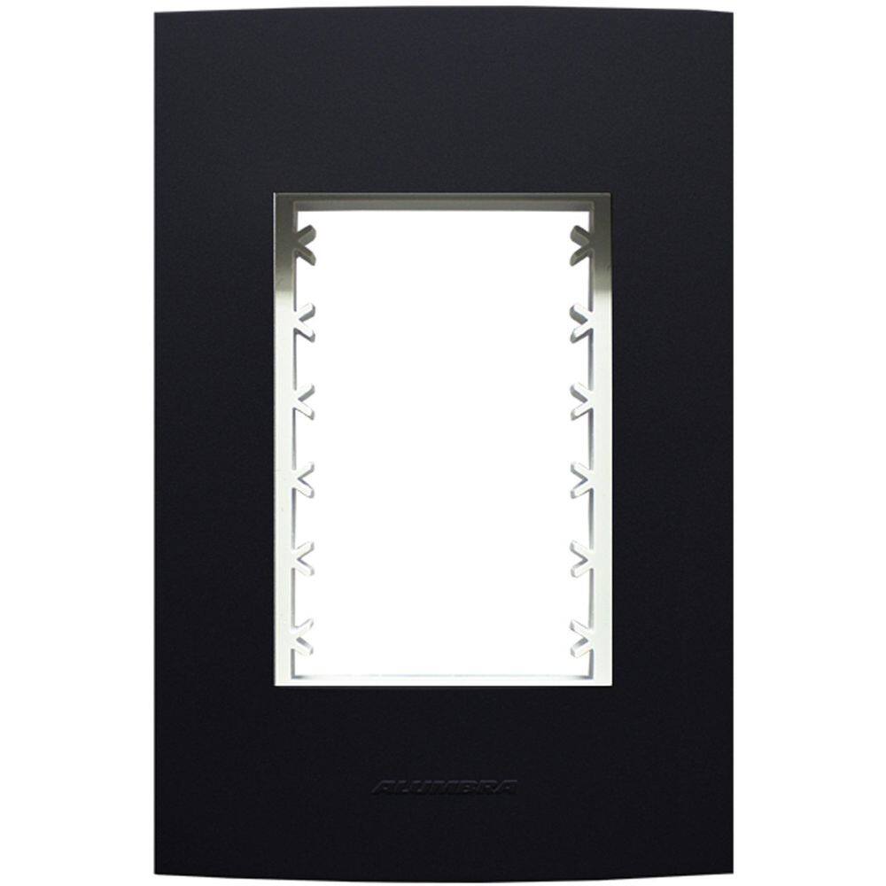 Placa 4X2 com Suporte Para 3 Módulos Inova Pro Class Alumbra Preto Ébano