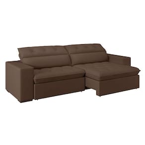 sofá 4 lugares retrátil e reclinável com usb jazz molas suede chocolate 250 cm