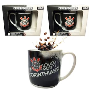 Kit 2Un Caneca Xicara Porcelana Preto Premium 300Ml Café