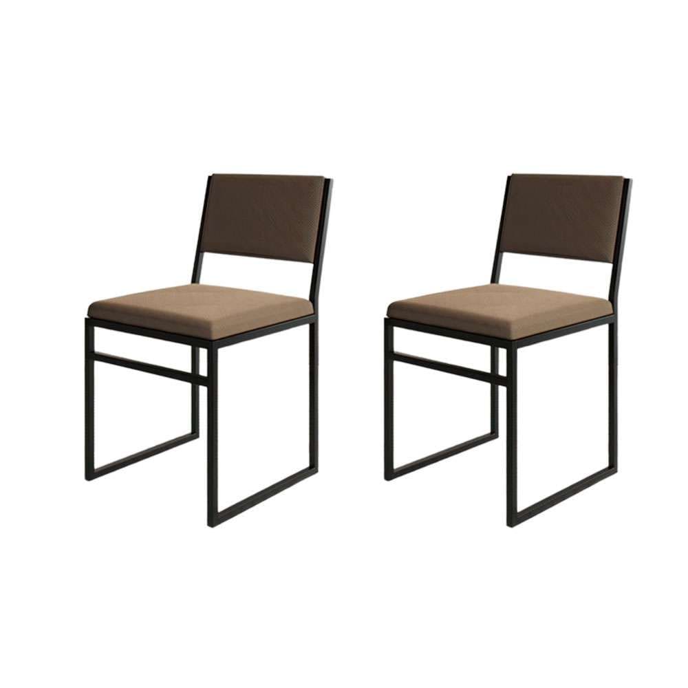 conjunto com 2 cadeiras isa veludo marrom e preto