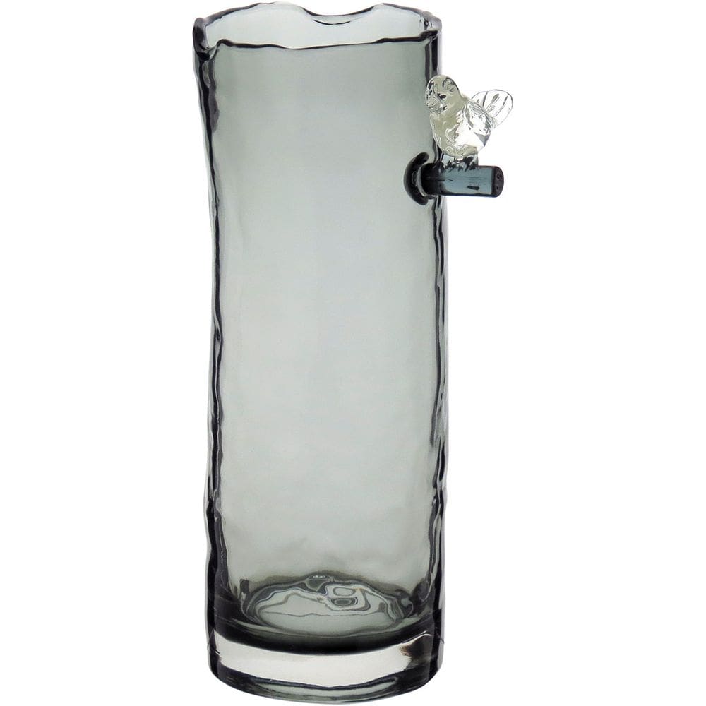 Vaso Decorativo Enfeite Casa Vidro 27x13x10cm Cinza