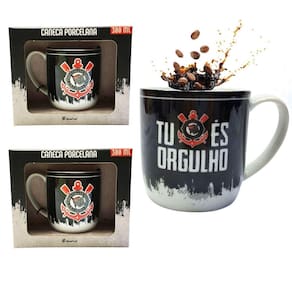 Kit 3Un Caneca Xicara Porcelana Preto Premium 300Ml Cafétu