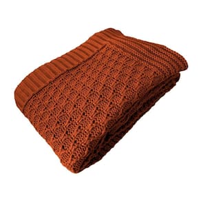 Manta Peseira de Tricot 90x180 Cm - Colméia Terracota