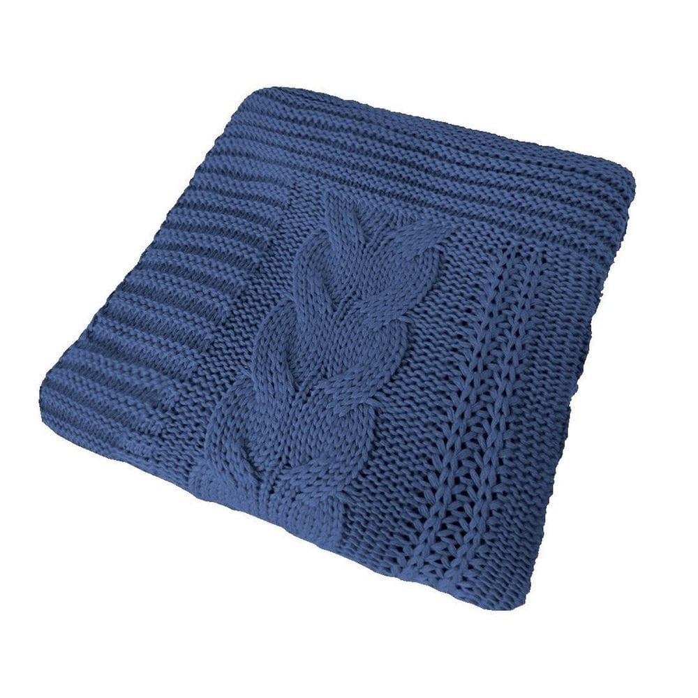 Manta Peseira de Tricot 90x180 Cm - Trançada Azul Jeans