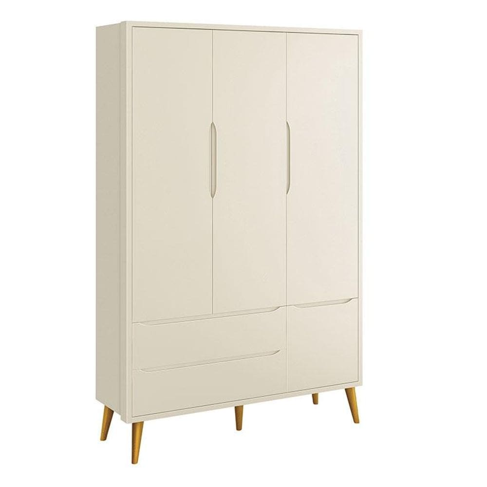 Guarda Roupa Infantil Theo 3 Portas Areia com Pés Amadeirados – Reller