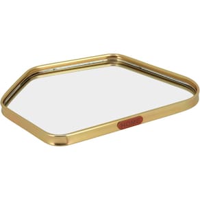 BANDEJA ESPELHADO METAL 26x17cm DOURADO DECORATIVA PARA SERVIR LAVABO