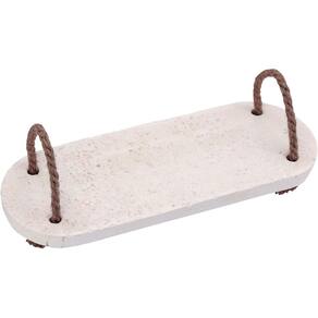 BANDEJA DECORATIVA PARA SERVIR LAVABO ALÇA FIBRA MARMORE 1x12x30cm BRANCO