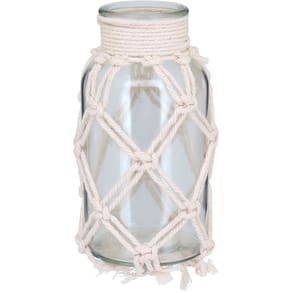 Vaso Decorativo Enfeite Casa Trama Algodão Vidro 16x9x9cm