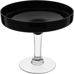 CENTRO MESA COM PÉ VIDRO 23x27x27cm PRETO FRUTEIRA