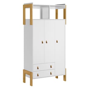 Guarda Roupa 3Pts 2Gavetas Fantasia Branco Acetinado - Montanaris Decor