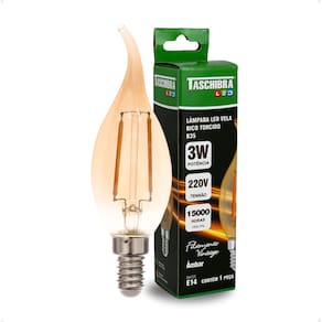 Lâmpada Led Filamento Vela Bico Torcido B35 Âmbar E14 Taschibra 220V